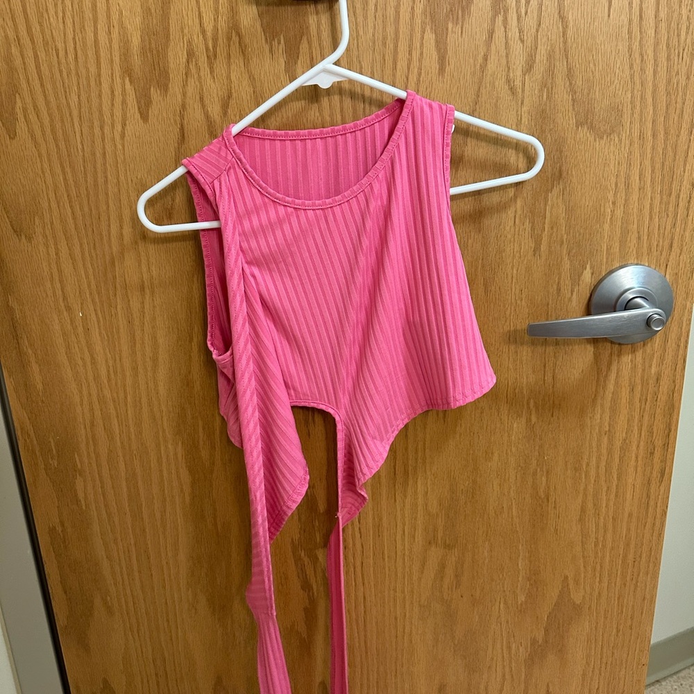 Pink Ribbed Crop Top